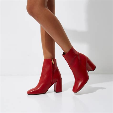 Women's Red Ankle Boots 